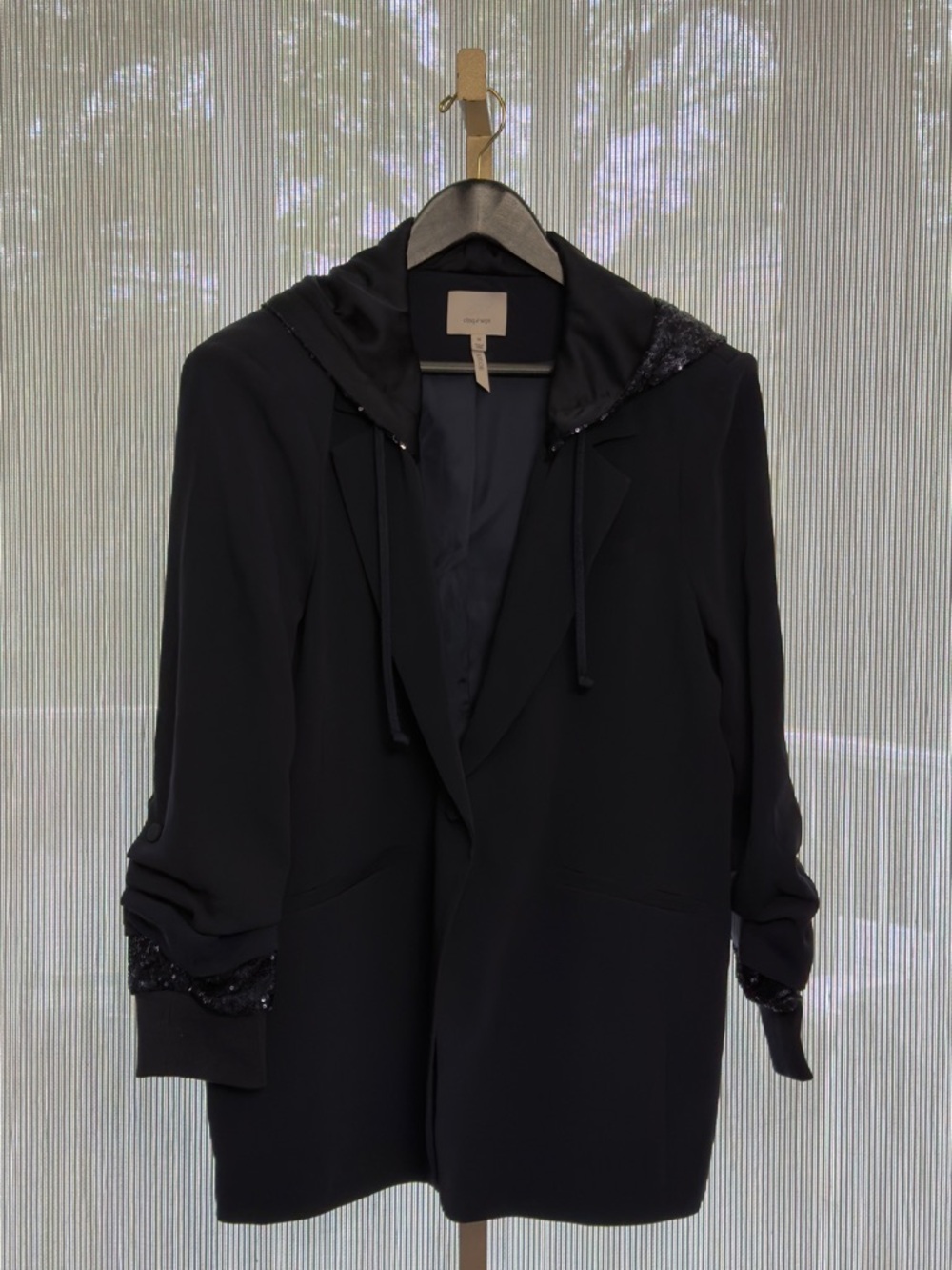 Cinq à Sept Khloe Sequin Hood Blazer | Navy | Women’s 14